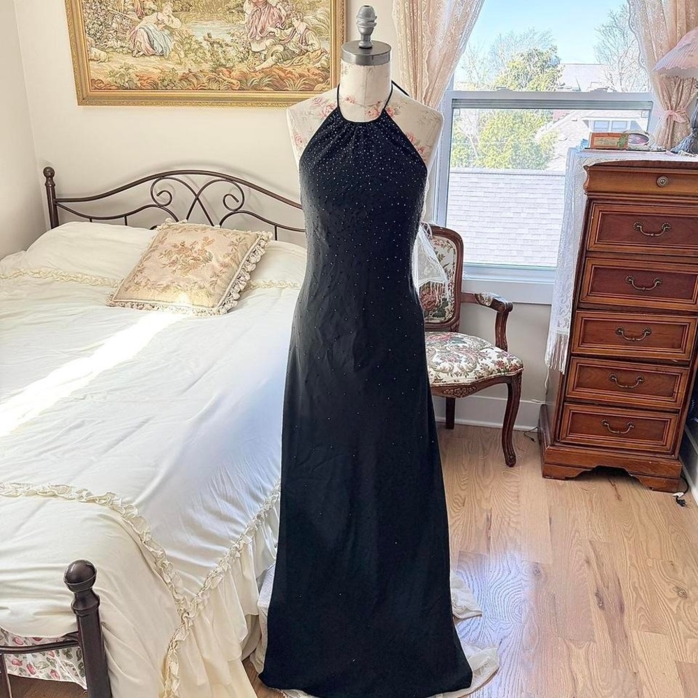 black beaded fairy prom dress